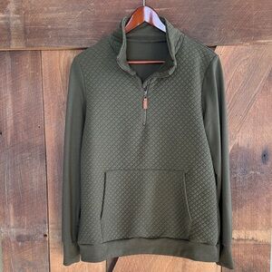 Women’s Olive Green Quilted Pullover Sweatshirt